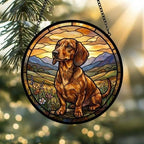 Custom Dachshund dog Stained Glass Suncatcher,  Pet Lover Gift, Housewarming Gift, Window Hangings - image 2
