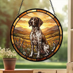 Custom German Shorthaired Pointer dog Stained Glass Suncatcher,  Pet Lover Gift, Housewarming Gift, Window Hangings