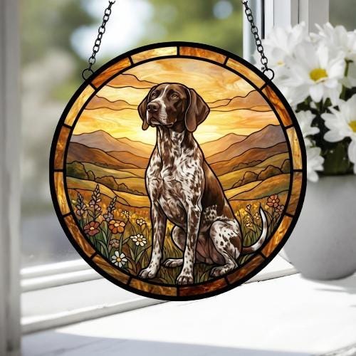 Custom German Shorthaired Pointer dog Stained Glass Suncatcher,  Pet Lover Gift, Housewarming Gift, Window Hangings - image 3