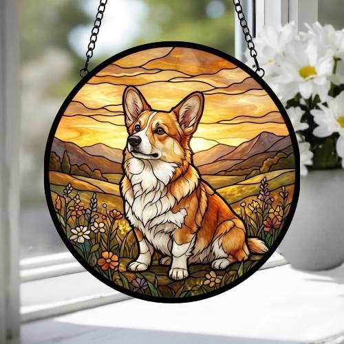 Custom Pembroke Welsh Corgi dog Stained Glass Suncatcher,  Pet Lover Gift, Housewarming Gift, Window Hangings - image 3