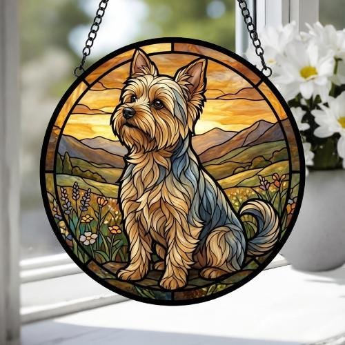 Custom Yorkshire Terrier dog Stained Glass Suncatcher,  Pet Lover Gift, Housewarming Gift, Window Hangings - image 5