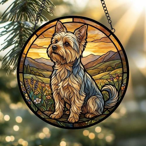 Custom Yorkshire Terrier dog Stained Glass Suncatcher,  Pet Lover Gift, Housewarming Gift, Window Hangings - image 2