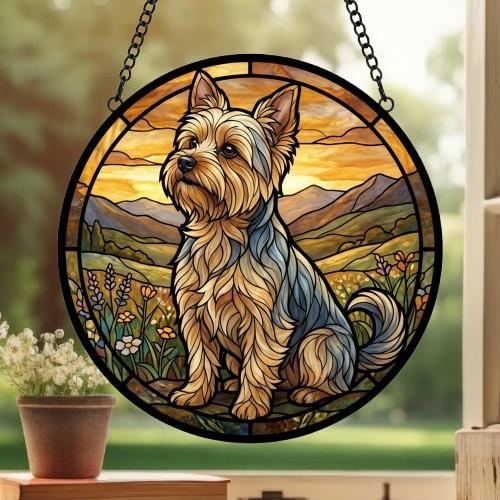 Custom Yorkshire Terrier dog Stained Glass Suncatcher,  Pet Lover Gift, Housewarming Gift, Window Hangings - image 3