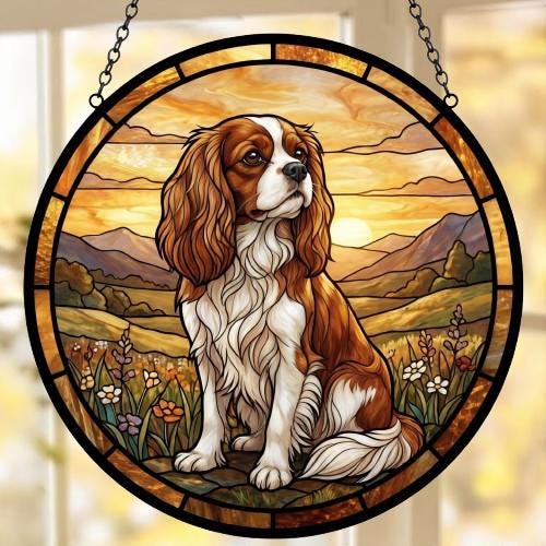 Custom Cavalier King Charles Spaniel dog Stained Glass Suncatcher,  Pet Lover Gift, Housewarming Gift, Window Hangings - image 5