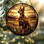 Custom Doberman Pinscher dog Stained Glass Suncatcher,  Pet Lover Gift, Housewarming Gift, Window Hangings - image 2