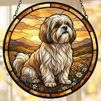 Custom Shih Tzu dog Stained Glass Suncatcher,  Pet Lover Gift, Housewarming Gift, Window Hangings