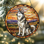 Custom Siberian Husky dog Stained Glass Suncatcher,  Pet Lover Gift, Housewarming Gift, Window Hangings - image 2