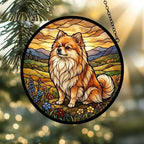 Custom Pomeranian dog Stained Glass Suncatcher,  Pet Lover Gift, Housewarming Gift, Window Hangings - image 2