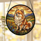 Custom Pomeranian dog Stained Glass Suncatcher,  Pet Lover Gift, Housewarming Gift, Window Hangings