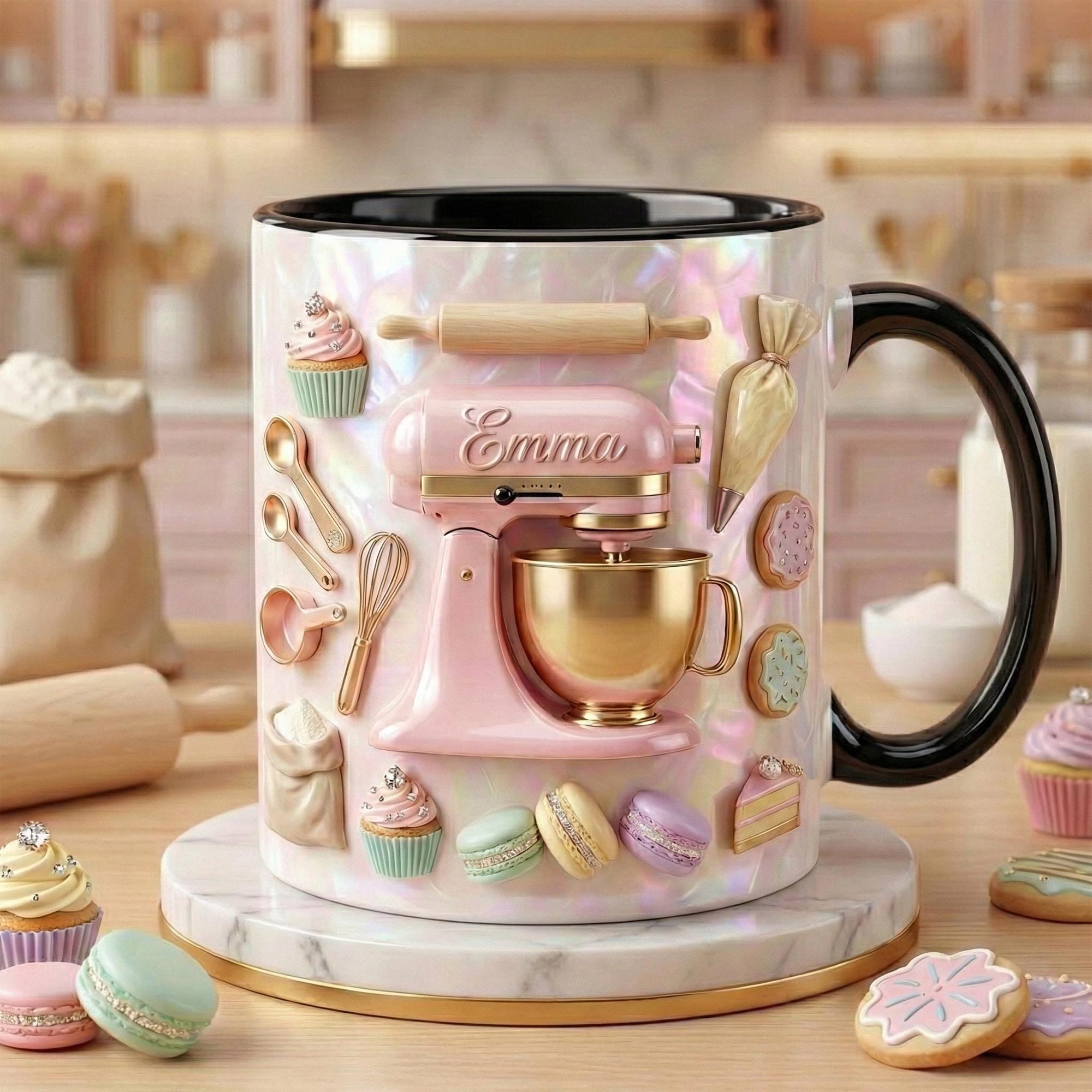 Custom Name Baker’s Dream 3D Effect Mug, Baking Lover Mug, Baking Tools Design, Kitchen Baking Gift For Her - image 3