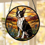 Custom Boston Terrier dog Stained Glass Suncatcher,  Pet Lover Gift, Housewarming Gift, Window Hangings