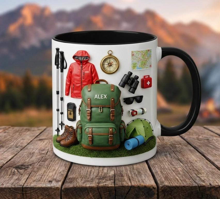 Custom Name Hiking Mug, Personalized Hiking Trekking Lover Cup, Camping Gift, Outdoor Hobby Cups - image 3