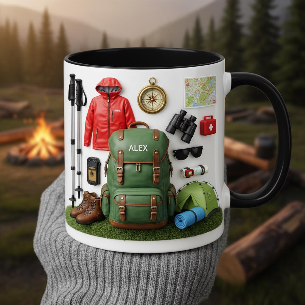 Custom Name Hiking Mug, Personalized Hiking Trekking Lover Cup, Camping Gift, Outdoor Hobby Cups - image 2