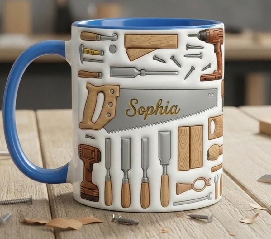 Personalized Carpentry Mug, Custom Name Woodworking Lover Cup, Gift for Dad Grandpa, Carpenter Cups - image 2