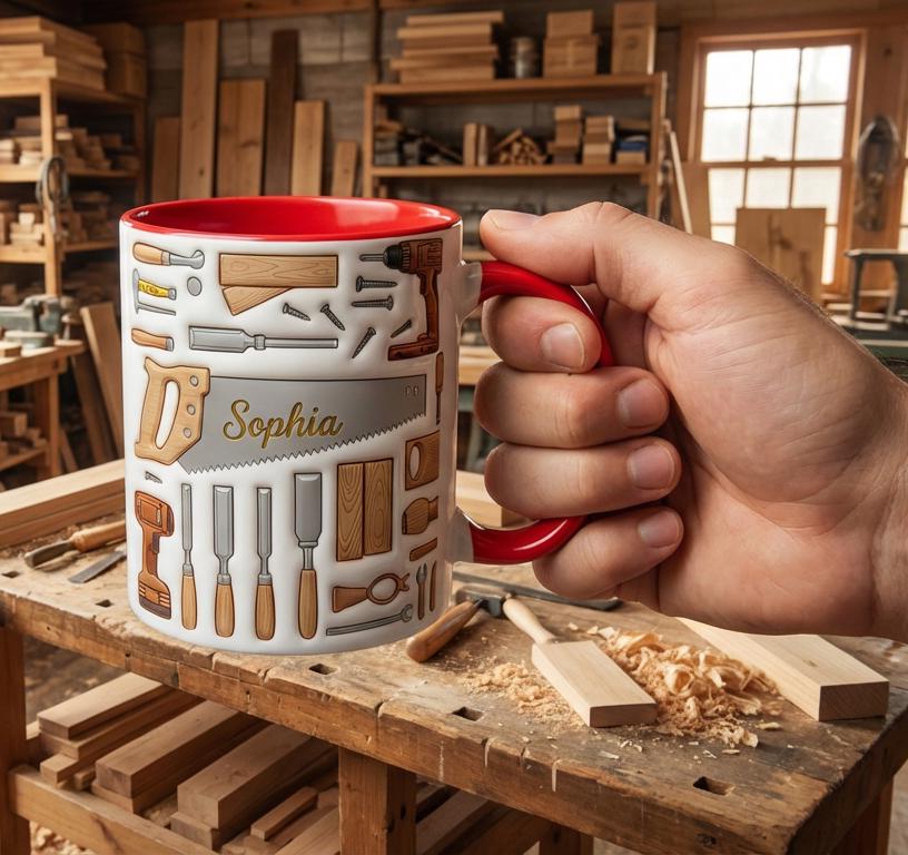 Personalized Carpentry Mug, Custom Name Woodworking Lover Cup, Gift for Dad Grandpa, Carpenter Cups - image 3
