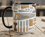 Personalized Carpentry Mug, Custom Name Woodworking Lover Cup, Gift for Dad Grandpa, Carpenter Cups