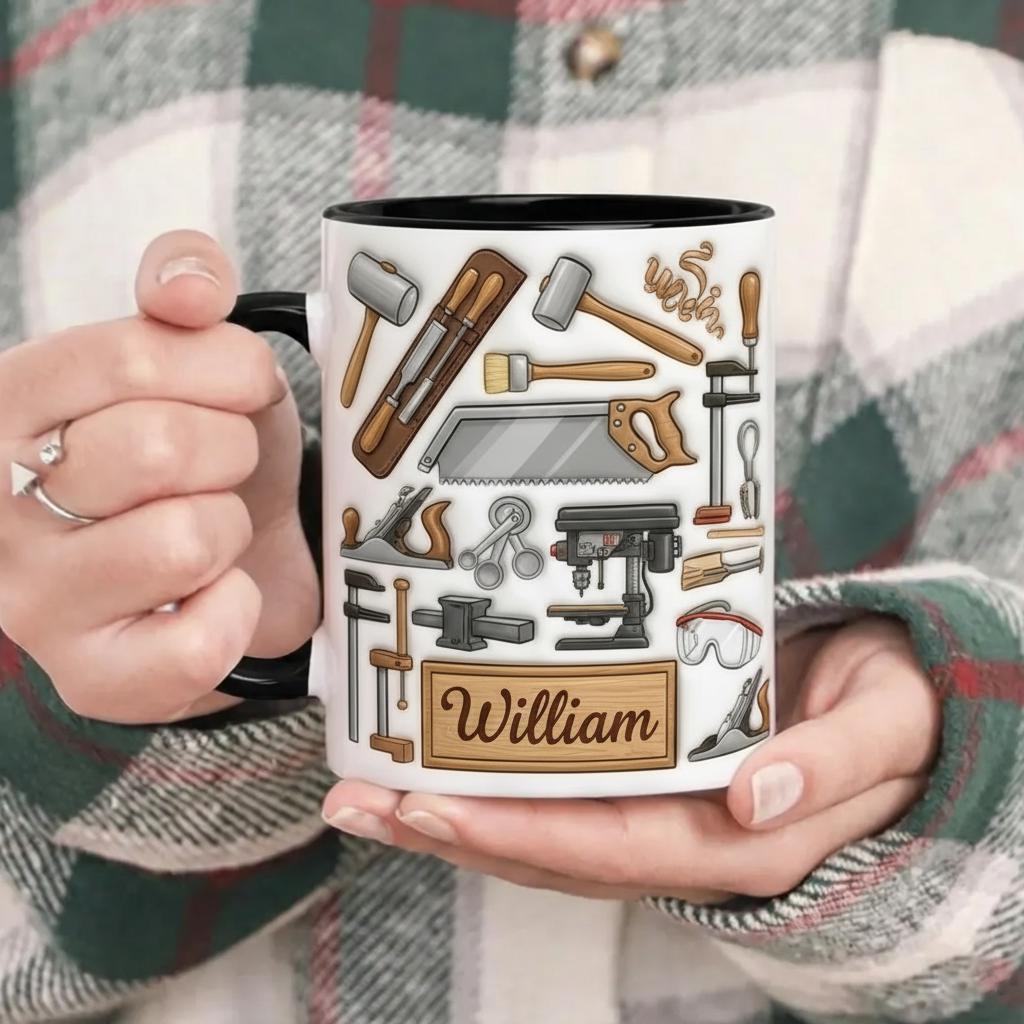 Personalized Carpentry Lover Mug, Custom Name Woodworking Cup, Gift for Dad Grandpa, Carpenter Cups - image 2