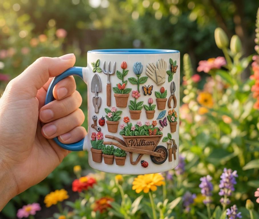 Personalized Gardening Mug, Custom Name Garden Coffee Cup, Gift for Man and Women, Plant Lover Cups - image 3
