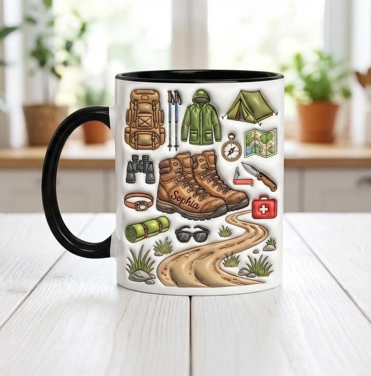 Custom Name Trekking Mug, Personalized Hiking Lover Cup, Gift for Men and Women, Outdoor Hobby Coffee Mugs - image 3