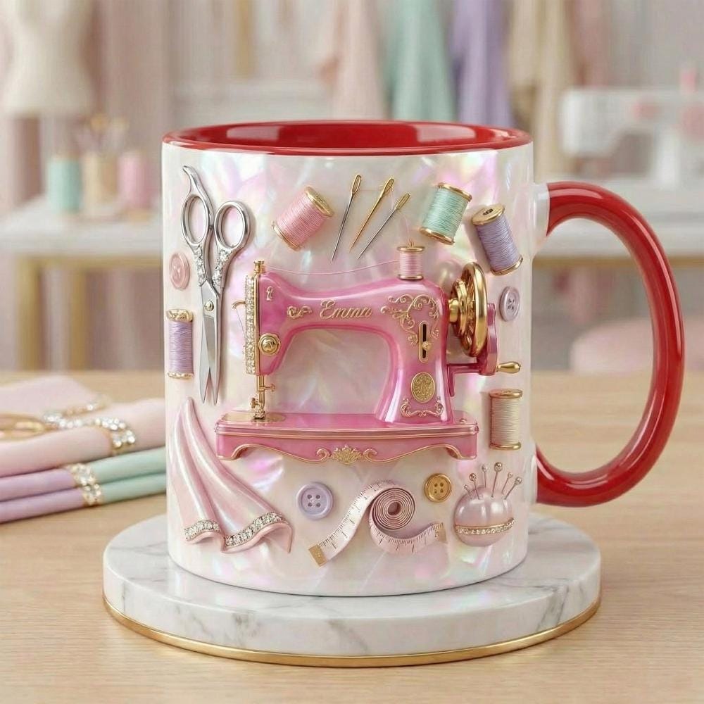 Personalized Sewing Machine 3D Effect Mug, Custom Craft Coffee Mug, Cute Sewing Lover Gift, Handmade Style Mug - image 3