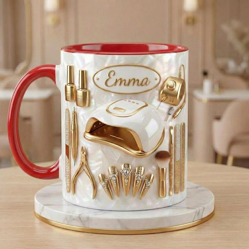 Personalized Nail Tech 3D Effect Mug, Nail Artist Gift, Nail Art Coffee Mug, Manicurist Gift, Beauty Salon Mug - image 4