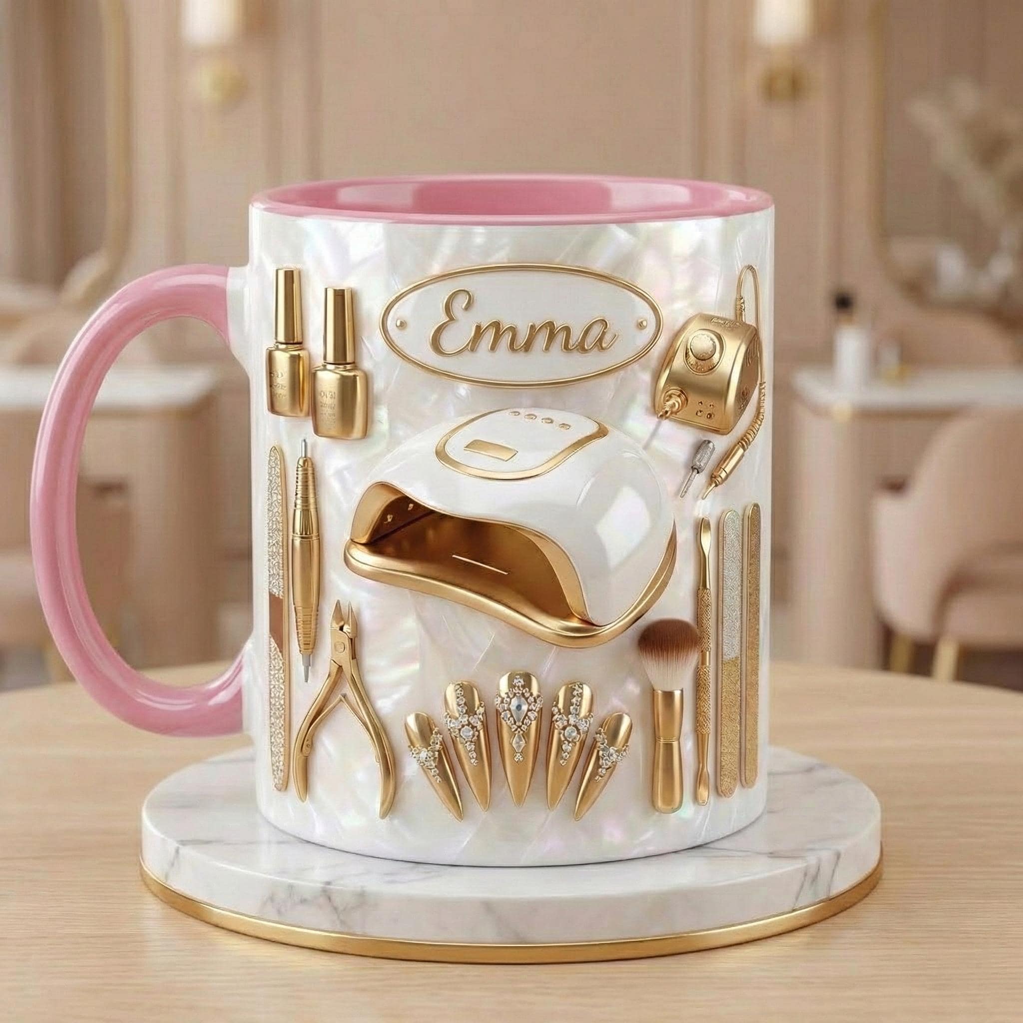 Personalized Nail Tech 3D Effect Mug, Nail Artist Gift, Nail Art Coffee Mug, Manicurist Gift, Beauty Salon Mug - image 3