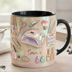Custom Name Nail Tech 3D Effect Mug, Nail Artist Gift, Nail Art Coffee, Beauty Salon - image 3