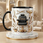 Custom Name Hairstylist Mug, 3D Effect Beauty Salon Owner Coffee Mug, Gift for Hairdresser, Hair Dresser Gift