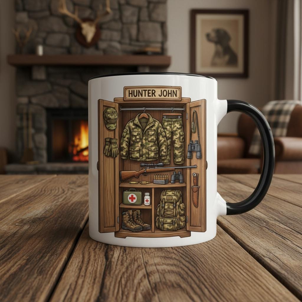Personalized Hunting Mug, Custom Name Hunting Lover Coffee Cup, Gift for Hunter, Outdoor Hobby Mugs - image 3