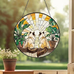 Custom Couple Ragdoll  Cats Glass Suncatcher, Cat Plant Window Hanging, Cat Mom Gift, Cat Monstera Suncatcher, Plant Lover Gift - image 2