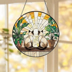 Custom Couple Siamese Cats Glass Suncatcher, Cat Plant Window Hanging, Cat Mom Gift, Cat Monstera Suncatcher, Plant Lover Gift - image 4