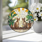 Custom Couple Devon Rex cats Glass Suncatcher, Cat Plant Window Hanging, Cat Mom Gift, Cat Monstera Suncatcher, Plant Lover Gift - image 4