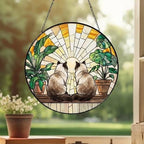 Custom Couple Himalayan cats Glass Suncatcher, Cat Plant Window Hanging, Cat Mom Gift, Cat Monstera Suncatcher, Plant Lover Gift - image 3
