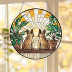 Custom Couple  French Bulldog dog Glass Suncatcher, dog Plant Window Hanging, dog Mom Gift, dog Monstera Suncatcher, Plant Lover Gift - image 5
