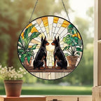 Custom Couple Doberman Pinscher dog  Glass Suncatcher, dog Plant Window Hanging, dog Mom Gift, dog Monstera Suncatcher, Plant Lover Gift - image 3