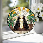Custom Couple Doberman Pinscher dog  Glass Suncatcher, dog Plant Window Hanging, dog Mom Gift, dog Monstera Suncatcher, Plant Lover Gift - image 4