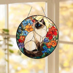 Custom Ragdoll Cat Suncatcher, Floral Grey Cat Window Hanging,  Cat Mom Gift, Unique Gift, Cat Lovers, Animal Decor