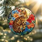 Custom Bengal Cat Suncatcher, Floral Grey Cat Window Hanging,  Cat Mom Gift, Unique Gift, Cat Lovers, Animal Decor - image 2