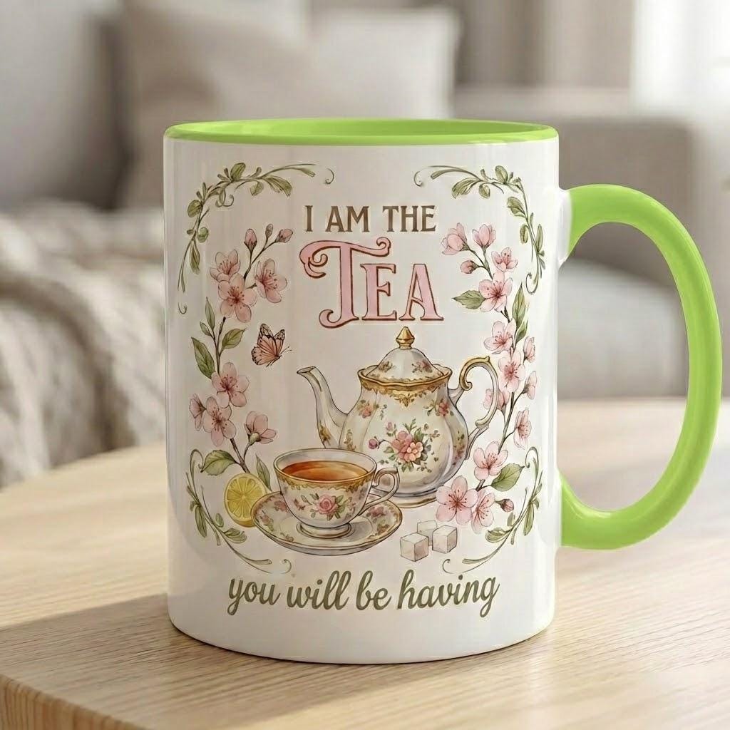 Bookish Tea Lover Mug, Floral Tea Pot Design - image 2