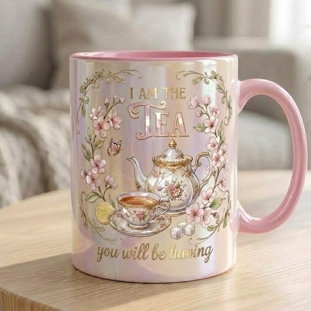 Bookish Tea Lover Mug, Faux 3D Floral Design, Romance Reader Gift