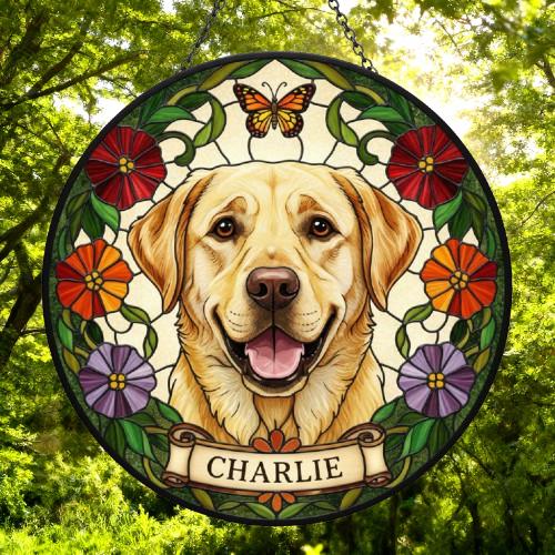 Custom Labrador Retriever Dog Portrait Stained Glass Suncatcher, Pet Memorial Stained Glass Suncatcher, Dog Loss Keepsake, Pet Loss Gift - image 5