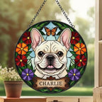 Custom French Bulldog Dog Portrait Stained Glass Suncatcher, Pet Memorial Stained Glass Suncatcher, Dog Loss Keepsake, Pet Loss Gift - image 3