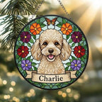 Custom Poodle  Dog Portrait Stained Glass Suncatcher, Pet Memorial Stained Glass Suncatcher, Dog Loss Keepsake, Pet Loss Gift - image 2