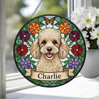 Custom Poodle  Dog Portrait Stained Glass Suncatcher, Pet Memorial Stained Glass Suncatcher, Dog Loss Keepsake, Pet Loss Gift - image 4