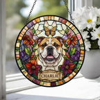 Custom Bulldog Dog Portrait Stained Glass Suncatcher, Pet Memorial Stained Glass Suncatcher, Dog Loss Keepsake, Pet Loss Gift - image 4