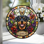 Custom Rottweiler Dog Portrait Stained Glass Suncatcher, Pet Memorial Stained Glass Suncatcher, Dog Loss Keepsake, Pet Loss Gift - image 4