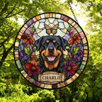 Custom Rottweiler Dog Portrait Stained Glass Suncatcher, Pet Memorial Stained Glass Suncatcher, Dog Loss Keepsake, Pet Loss Gift - image 5