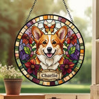 Custom Pembroke Welsh Corgi Dog Portrait Stained Glass Suncatcher, Pet Memorial Stained Glass Suncatcher, Dog Loss Keepsake, Pet Loss Gift - image 3