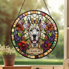 Custom Great Dane dog Portrait Stained Glass Suncatcher, Pet Memorial Stained Glass Suncatcher, Dog Loss Keepsake, Pet Loss Gift - image 3