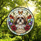 Custom Shih Tzu dog Portrait Stained Glass Suncatcher, Pet Memorial Stained Glass Suncatcher, Dog Loss Keepsake, Pet Loss Gift - image 5